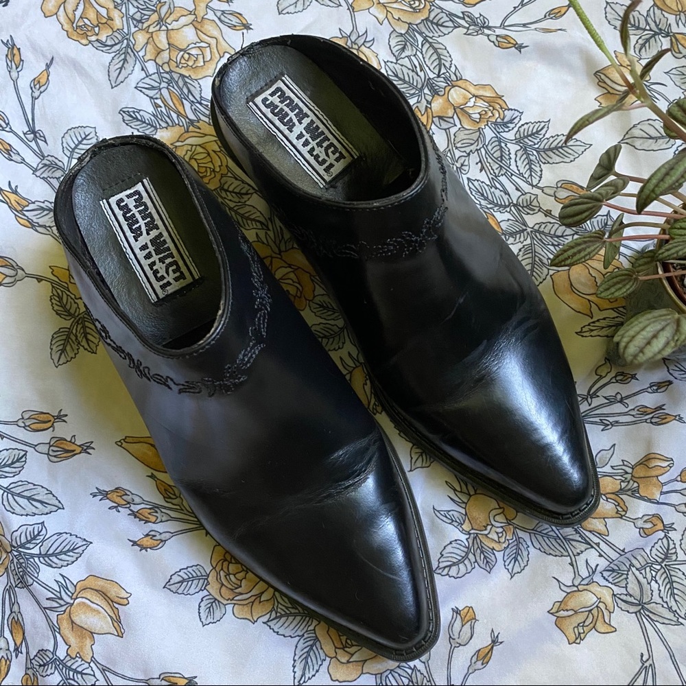 Vintage Black Leather Ankle Boots